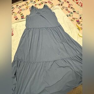 Aerie tiered Flowy Blue Sleeveless maxi Dress size XL